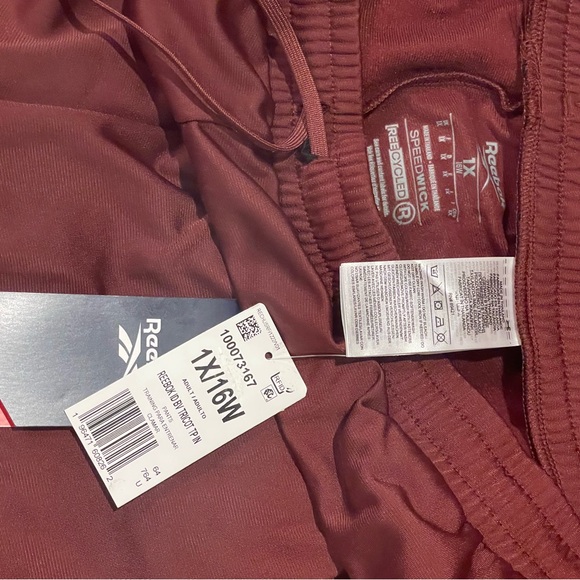 🆕 Reebok Identity Back Vector Tricot Track Pants - Maroon - 1X/16W - NWT - Picture 8 of 8